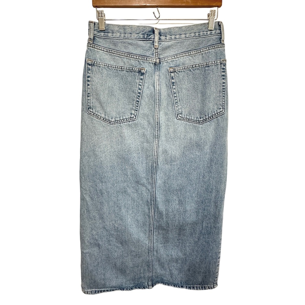 Etica Ingrid Side Slit Denim Maxi Skirt Womens 28 Light Blue Jean Organic Cotton - Picture 9 of 10